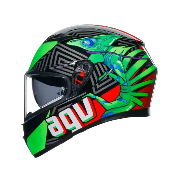 Prilba AGV K3 KAMALEON BLACK/RED/GREE