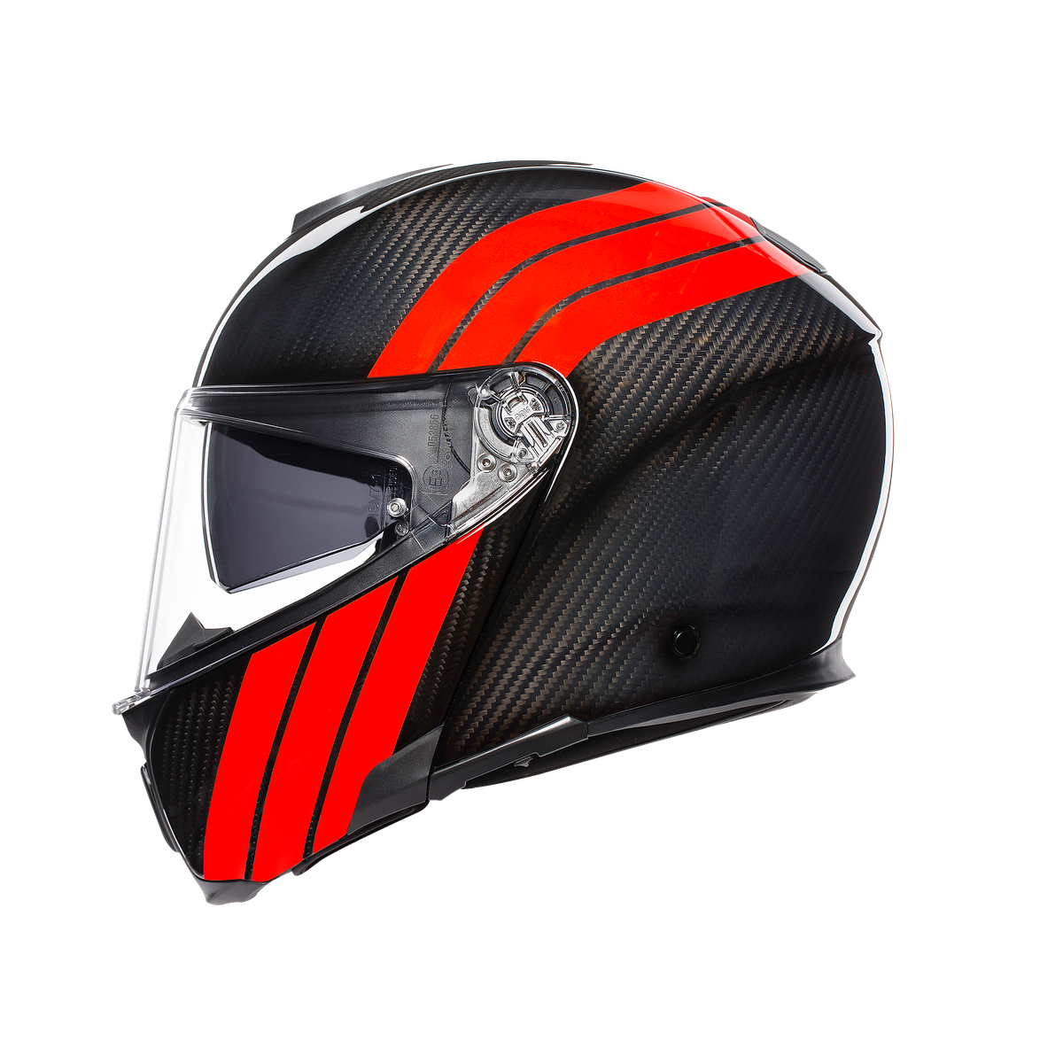 Prilba AGV SPORTMODULAR - STRIPES CARBON/RED