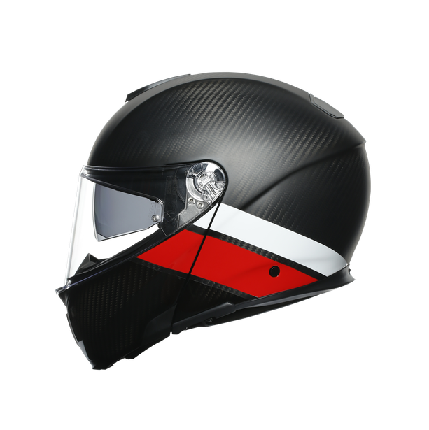 Prilba AGV SPORTMODULAR MULTI- LAYER CARBON/RED/WHITE